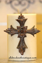 DECORATIVE CANDLE PIN EMBELLISHED Amber Crystals Extra Large Cross