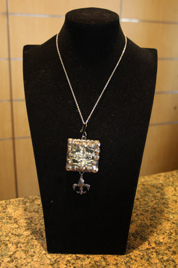 ADO | Shadow Box Fleur De Lis Pendant with Charm