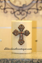 DECORATIVE CANDLE PIN EMBELLISHED Ruby Crystals Large Cross
