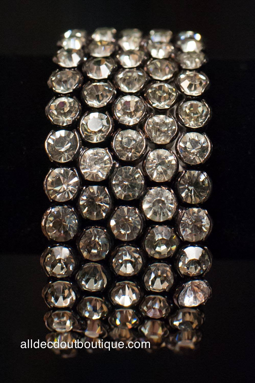 ADO | Black Embellished Crystal Cuff Bracelet - All Decd Out