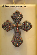 DECORATIVE CANDLE PIN EMBELLISHED Ruby Crystals Large Cross