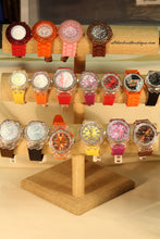 Red/Red Clear Rhinestones Large Face | Silicone Band with Clasp