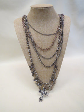 ADO Silver Cross Layer Necklace | All Dec'd Out
