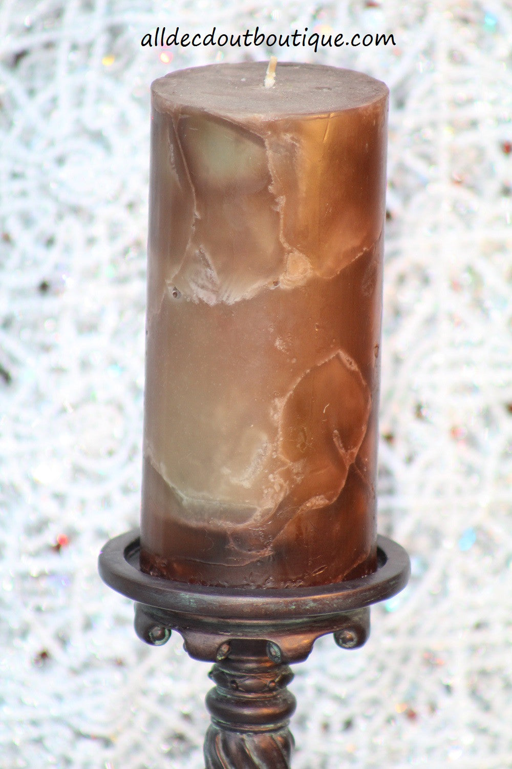 Pillar Candle Chocolate Marble