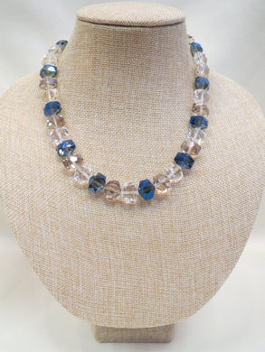 ADO | Blue & Clear Beaded Necklace Short - All Decd Out