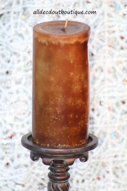 Pillar Candle Brown Multi Color Unscented
