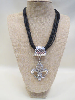 ADO Leather Cord Necklace Fleur De Lis | All Dec'd Out