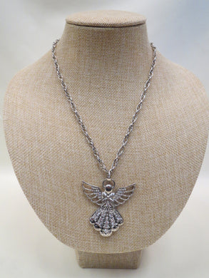 ADO | Embellished Silver Angel Necklace - All Decd Out