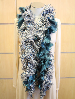 ADO | Wrap Ruffle Scarf Turquoise Leopard