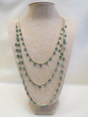 ADO | 3 Layer Teal Beads Gold Chain Necklace - All Decd Out