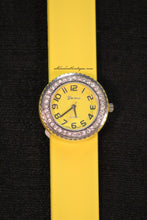Yellow/Yellow Clear Rhinestone | Silicone Snap Band