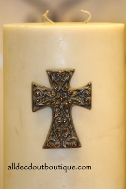 DECORATIVE CANDLE PIN EMBELLISHED Magma Crystals Medium Cross