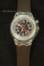 Brown/Brown Clear Rhinestones Large Face | Silicone Band with Clasp