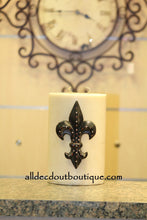 DECORATIVE CANDLE PIN EMBELLISHED Pink/Amber Topaz Crystals Large Fleur De Lis