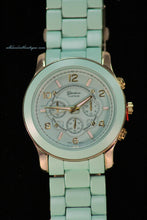 Mint/Mint, Gold Accents Large Face | Metal Band with Clasp