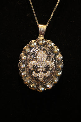 ADO | Embellished Fleur De Lis Pendant Silver - All Decd Out