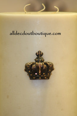 DECORATIVE CANDLE PIN EMBELLISHED Topaz Crystals Small Crown