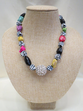 ADO Zebra & Multi Colored Stone Necklace | All Dec'd Out