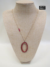 ADO | Long Red & Gold Necklace with Oval Pendant