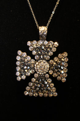 ADO | Embellished Cross Pendant Silver - All Decd Out