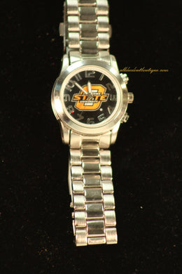 Silver/Black Oklahoma State University Logo | Metal Band with Clasp