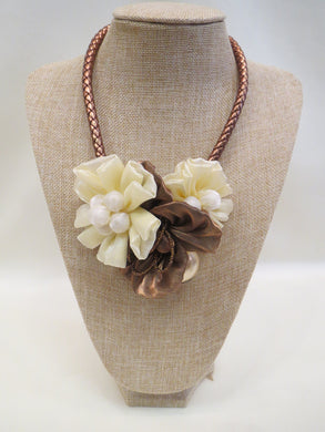 ADO | Fabric Flower Pearl Necklace - All Decd Out