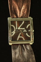 Ladies Leather Asst Watches Brown/Brown Clear Rhinestones Leather Band with Buckle Clasp