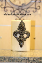 DECORATIVE CANDLE PIN EMBELLISHED Clear Crystals Extra Large Fleur De Lis