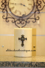 DECORATIVE CANDLE PIN EMBELLISHED Peridot Crystals Medium Cross