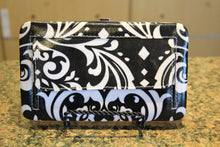 ADO | Bling Cross Damask Print Clutch Wallet Black - All Decd Out