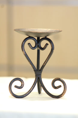 Candle Holder | Small Metal Scroll Candle Holder Bronze