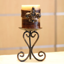 Candle Holder | Small Metal Scroll Candle Holder Bronze