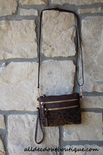 Women's Purse Messenger Leopard Brown Black Shoulder Strap Boutique