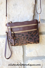Women's Purse Messenger Leopard Brown Black Shoulder Strap Boutique