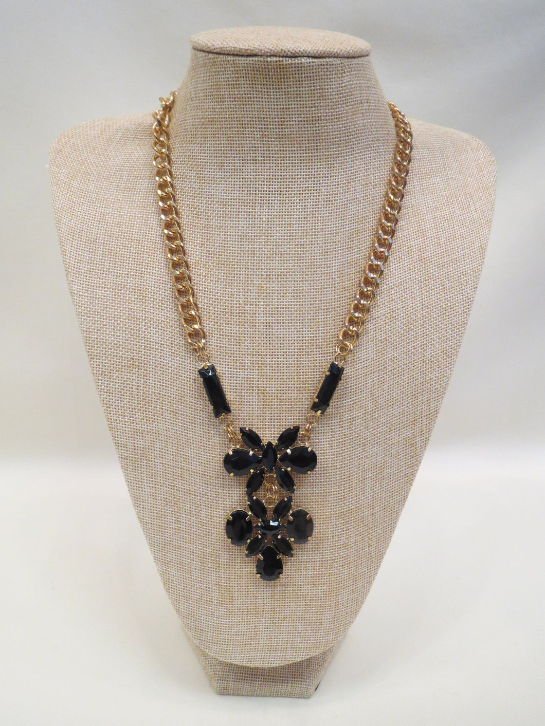 ADO | Gold Chain Necklace with Black Stone Design - All Decd Out