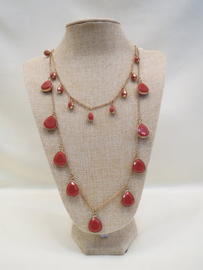 ADO | Dark Orange Tear Drop Stones Necklace - All Decd Out