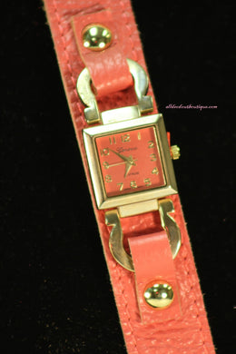 Pink/Pink Buckle Straps | Leather Band with Button Clasp
