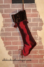 Holiday Season Stocking Chocolate Brown/Red/Gold/Olive Green Holiday Design 25"