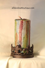 Pillar Candle Holder | 3"x 1.5" x 5" Iron Fleur De Lis - All Decd Out