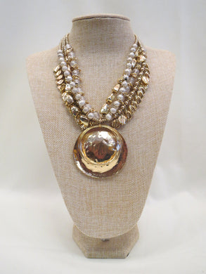 Treska | Gold Pendant Beaded Necklace - All Decd Out