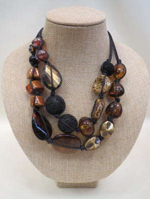 Treska Leopard Tribal 2 Layer Necklace Leather Cords | All Dec'd Out
