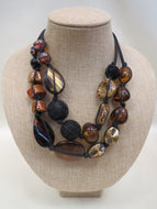 Treska Leopard Tribal 2 Layer Necklace Leather Cords | All Dec'd Out