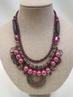 Treska | Pink & Brass Gold Layer Necklace - All Decd Out