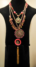 Treska | Pink & Brass Gold Layer Necklace Long - All Decd Out