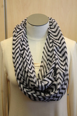 ADO | Infinity Black and White Chevron Scarf - All Decd Out