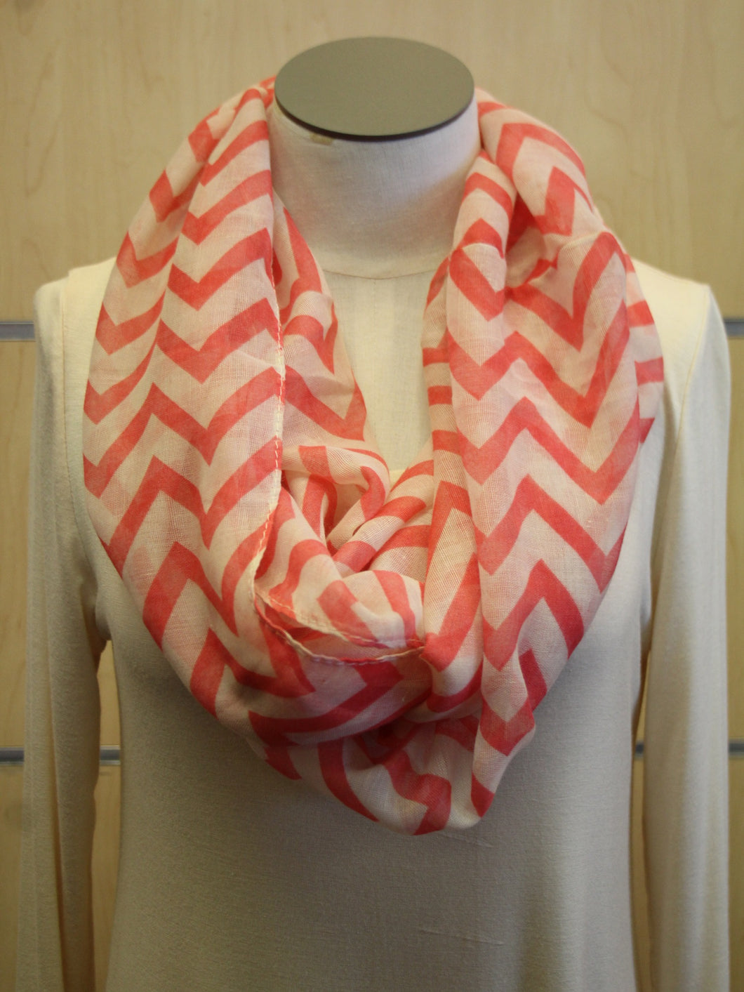 ADO | Infinity Coral and White Chevron Scarf - All Decd Out