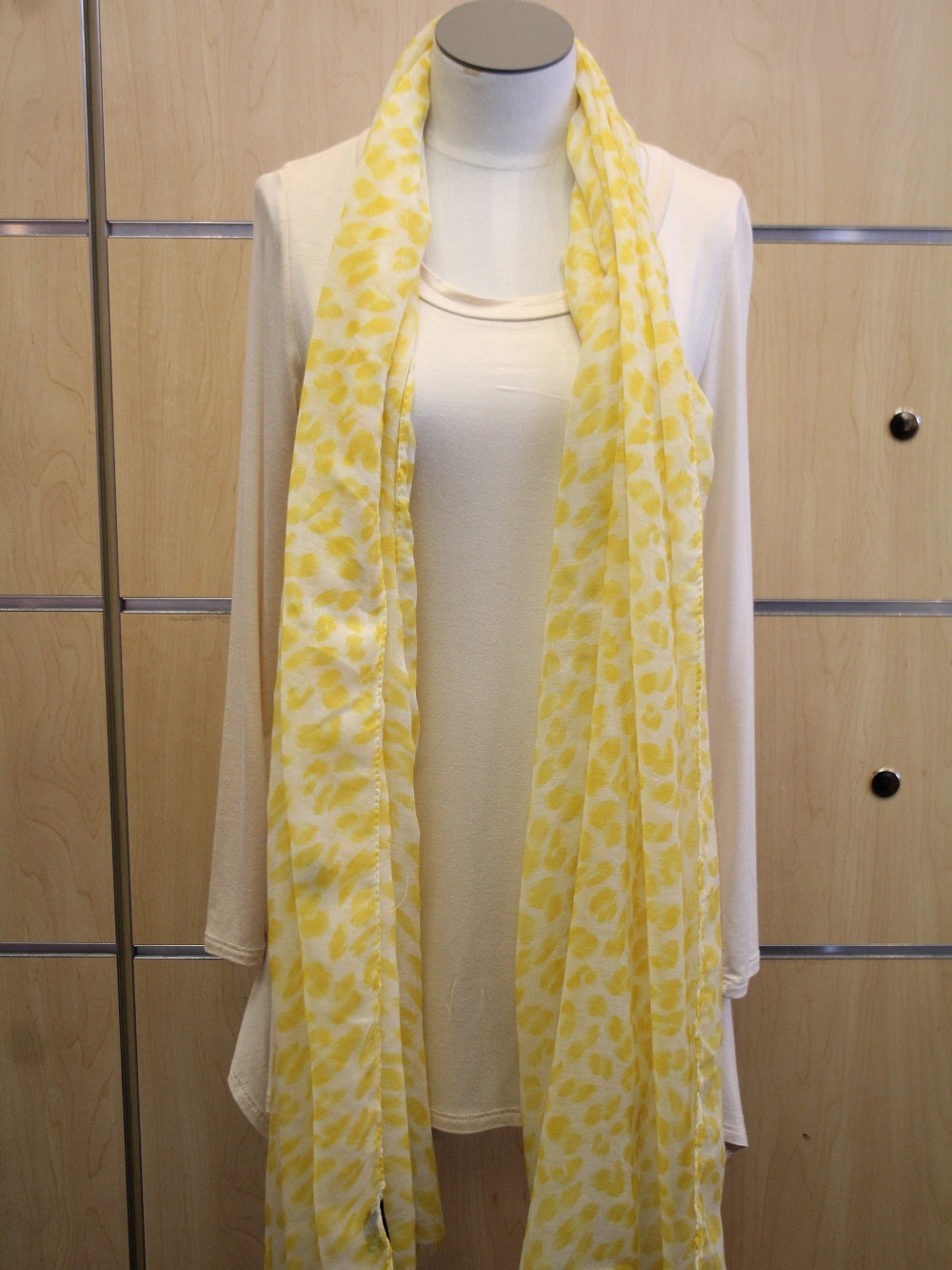Rikka Wrap White Yellow Spotted Scarf