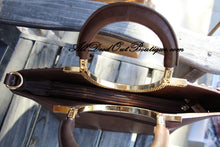 ADO | Square Brown Purse with Rhinestone & Stud Outline