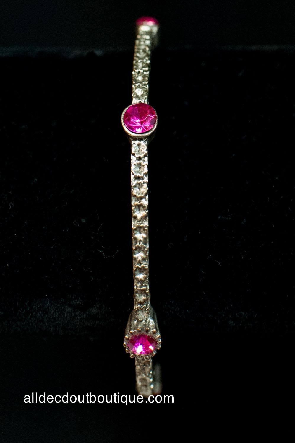 ADO | Silver Metal Bracelet With Pink Stones