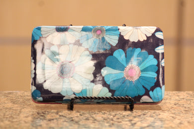 ADO | Flower Print Clutch Wallet Blue - All Decd Out